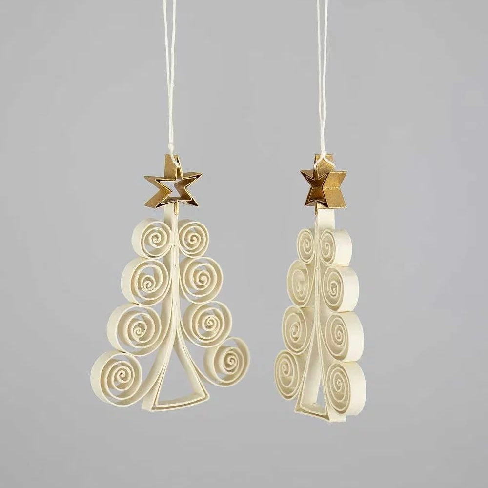Quilled kerstboom hanger 2-pack