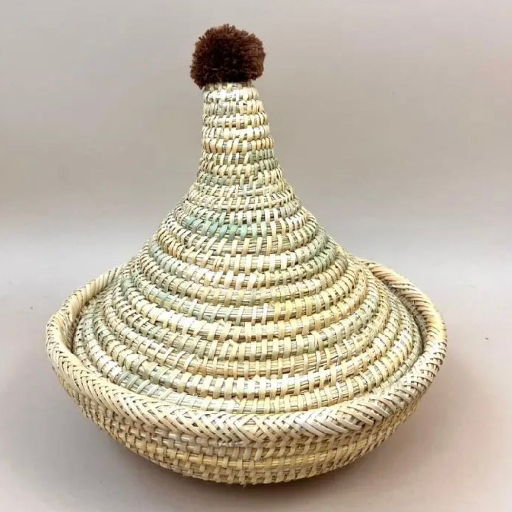 Raffia pom pom mand